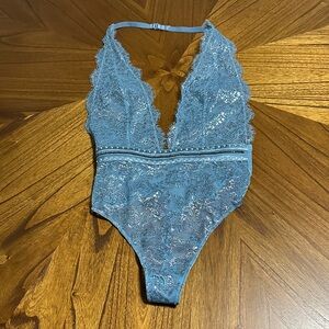 Victoria's Secret Light Blue Sheer Lace Teddy